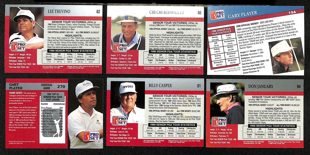 Lot of (36) 1990 Pro Set Autographed Golf Cards w. Lee Trevino
