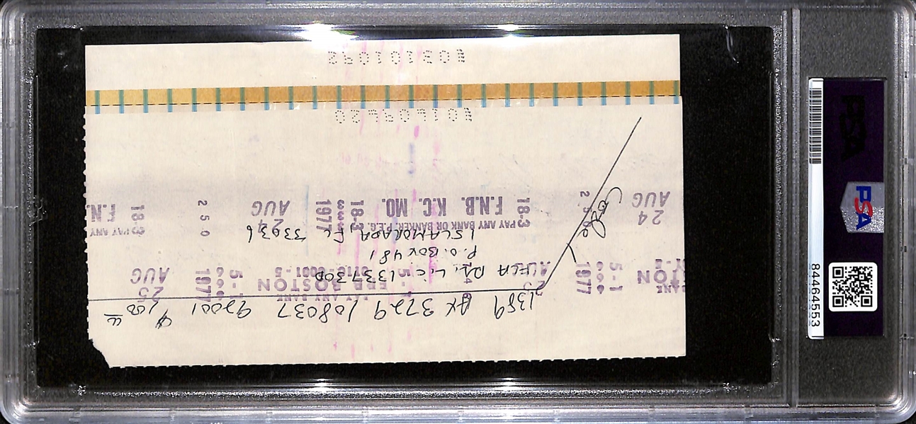 1977 Ted Williams Signed Personal Bank Check (PSA/DNA Slabbed w. Auto Grade 10!)