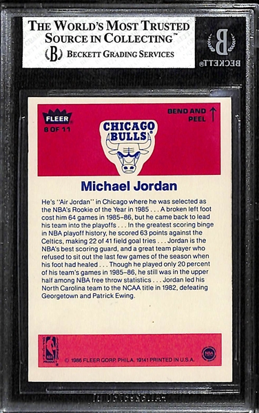 1986 Fleer Michael Jordan Rookie Sticker #8 Graded PSA 7 NM