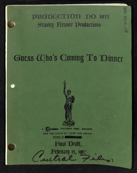 Original Movie Screenplay of Guess Who is Coming to Dinner from the Estate of Jerry Lewis (Dated February 15, 1967)