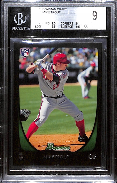 2011 Bowman Draft Mike Trout #101 Rookie Card Graded BGS 9 Mint (Two 9.5 Subgrades)