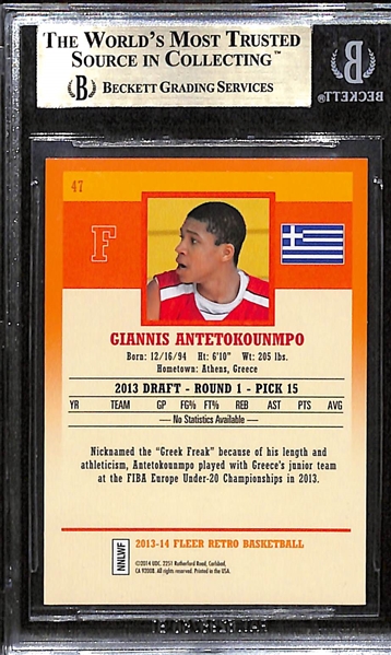 2013-14 Fleer Retro Giannis Antetokounmpo Rookie Graded BGS 9.5 Mint!