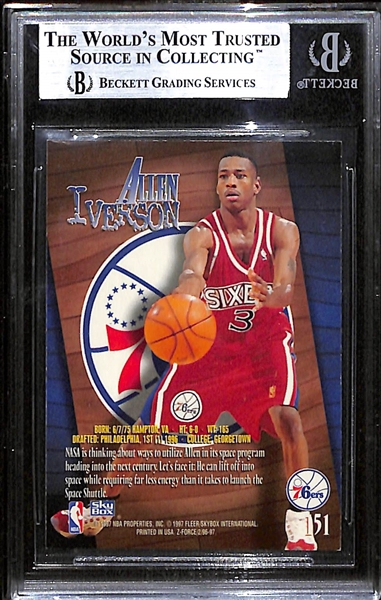 Signed 1996-97 Z-Force Allen Iverson Rookie Card #151 (Beckett Slabbed Authentic)