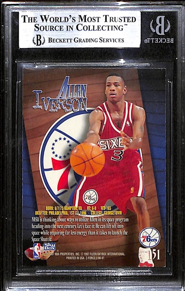 Signed 1996-97 Z-Force Allen Iverson Rookie Card #151 (Beckett Slabbed Authentic)