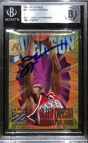 Signed 1996-97 Z-Force Allen Iverson Rookie Card #151 (Beckett Slabbed Authentic)