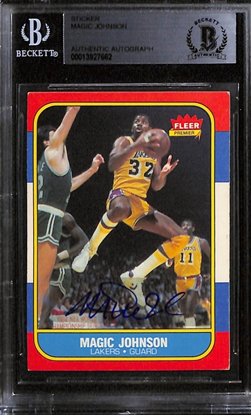 (3) Signed Trading Cards (Magic Johnson 1986 Fleer Card, Jerry West Upper Deck Card, Darryl Strawberry 1984 Topps Glossy Rookie)