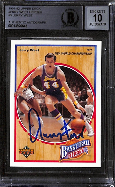 (3) Signed Trading Cards (Magic Johnson 1986 Fleer Card, Jerry West Upper Deck Card, Darryl Strawberry 1984 Topps Glossy Rookie)