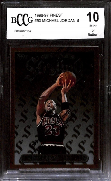 (4) Basketball Graded Cards - Iverson Rookie (BCCG 10) & (3) Michael Jordan Cards (2 Graded PSA 9 and (1) BCCG 10)