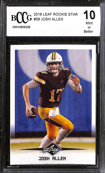 (7) Graded Football Rookie Cards - (3) Joe Burrow, Deion Sanders (Topps PSA 10), Calvin Johnson, Josh Allen, Jalen Hurts)