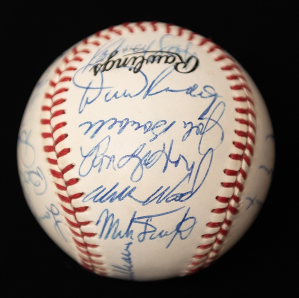 Signed Baseball Lot - Baseball w. 10 Autographs (Inc. PSA/DNA Letter w. Bob Gibson, Larry Doby, Ron Guidry, +) & Richard Goose Gossage Baseball (w. 4 Inscriptions and JSA COA)