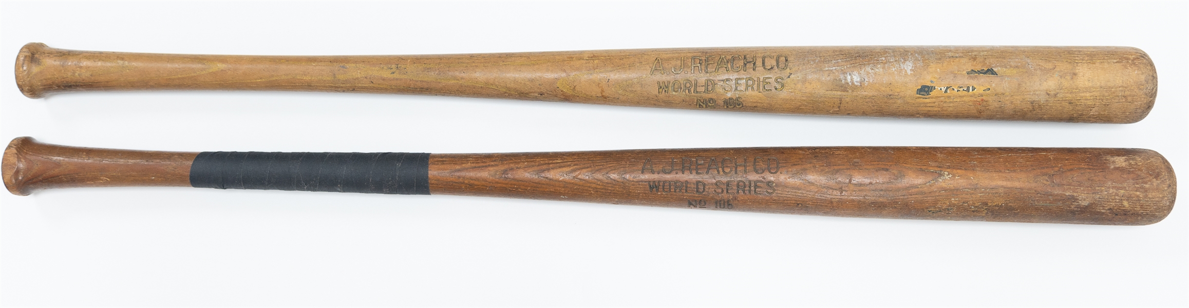 Lot of (2) A.J. Reach Co. World Series No. 106 Vintage Baseball Bats (Circa 1920)