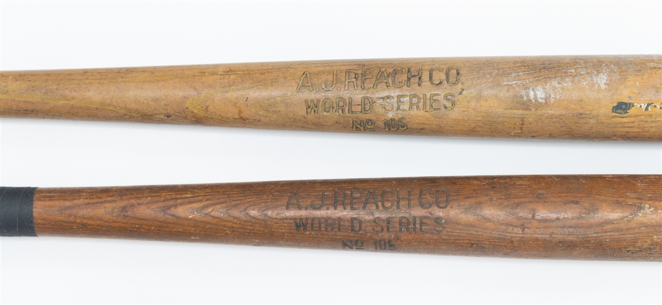 Lot of (2) A.J. Reach Co. World Series No. 106 Vintage Baseball Bats (Circa 1920)