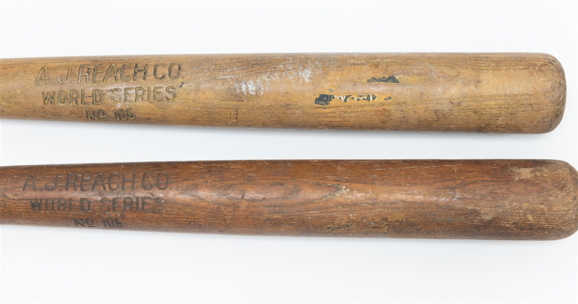 Lot of (2) A.J. Reach Co. World Series No. 106 Vintage Baseball Bats (Circa 1920)