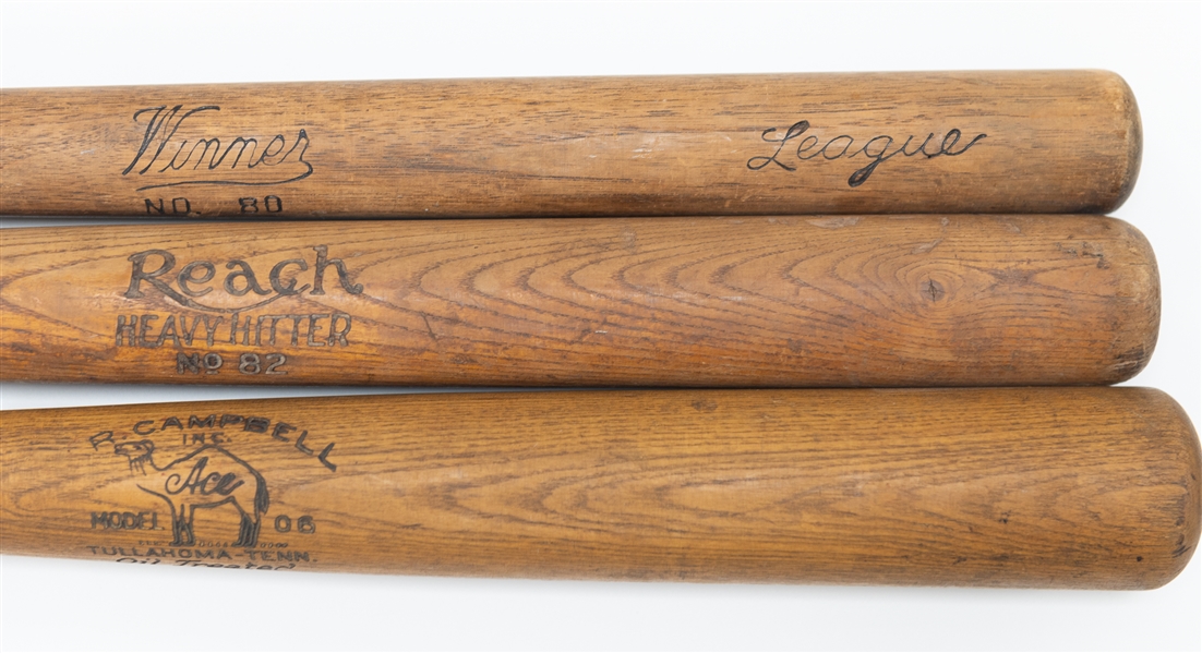 Lot of (3) Vintage Baseball Bats Circa Early 1900s