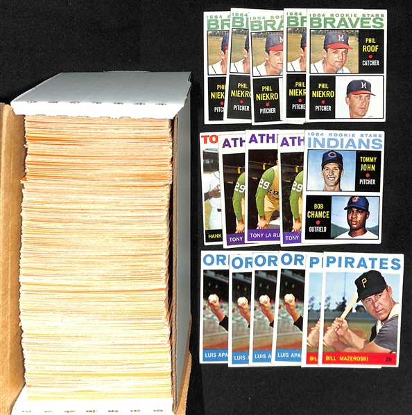  Lot of (350+) 1964 Topps Baseball Cards w. (5) Phil Niekro Rookie Cards