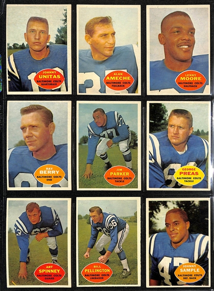  1960 Topps Football Near Complete Set of 131 Cards w. Jim Brown