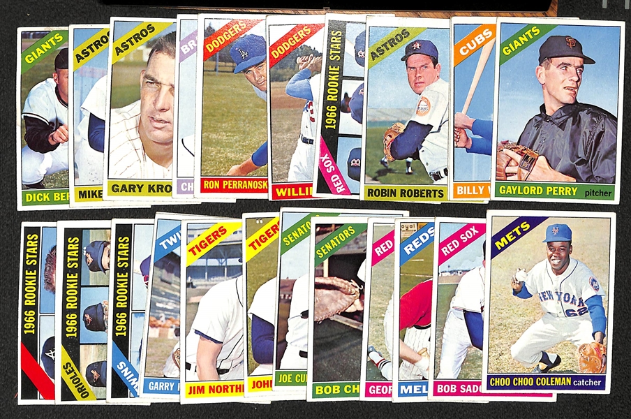  Lot of (24) 1966 High Numbers Topps Baseball Cards w. Gaylord Perry