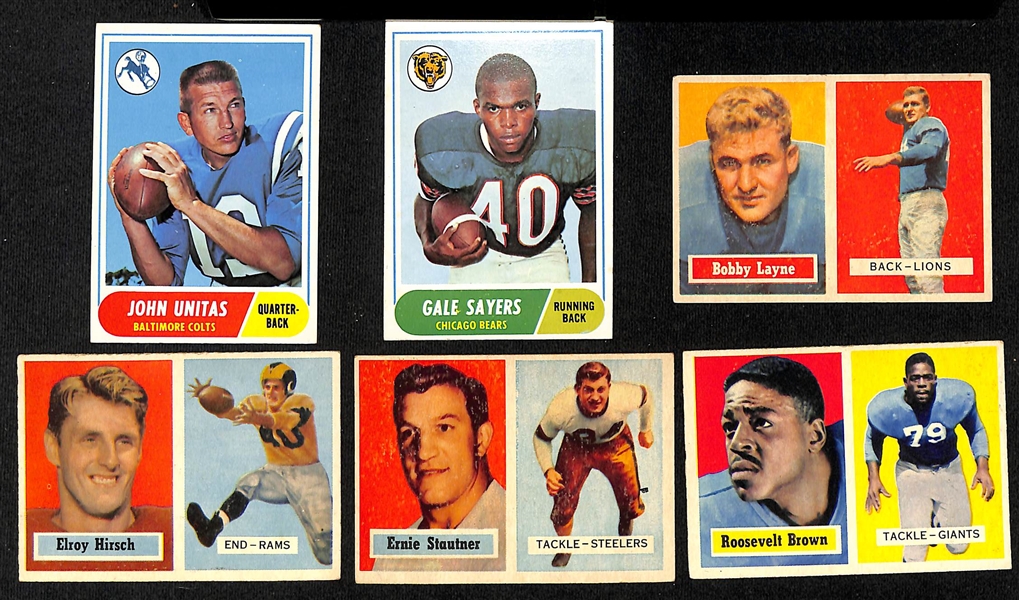  Lot of (150+) Assorted Topps & Philadelphia Football Cards from 1957-1968 w. 1968 Topps Unitas & Sayers