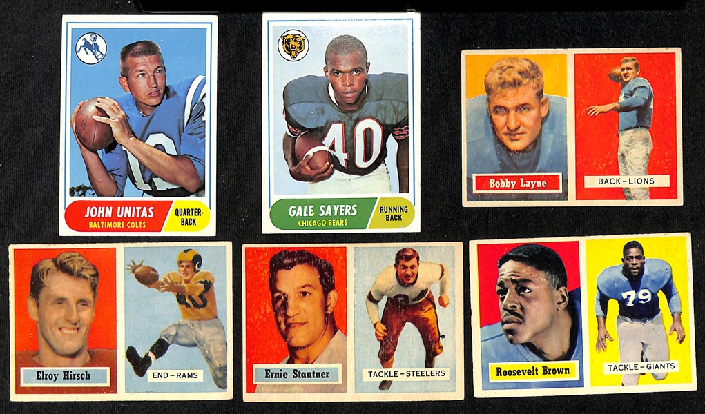  Lot of (150+) Assorted Topps & Philadelphia Football Cards from 1957-1968 w. 1968 Topps Unitas & Sayers