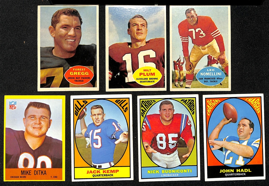  Lot of (150+) Assorted Topps & Philadelphia Football Cards from 1957-1968 w. 1968 Topps Unitas & Sayers