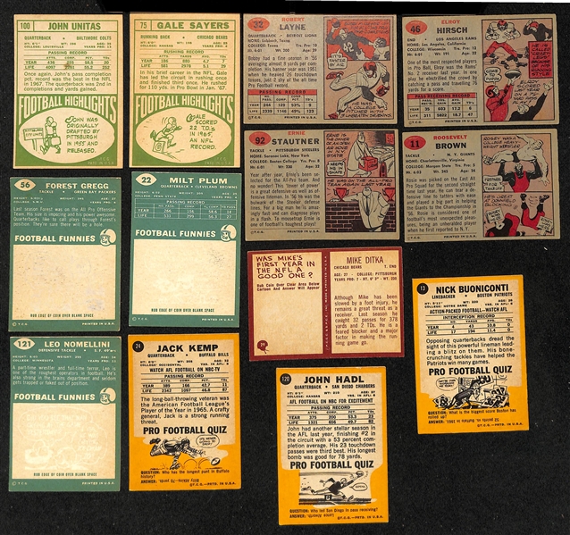  Lot of (150+) Assorted Topps & Philadelphia Football Cards from 1957-1968 w. 1968 Topps Unitas & Sayers