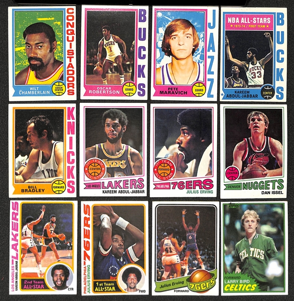  Lot of (400+) Topps Basketball Cards from 1974-1980 w. 1974 Wilt Chamberlain