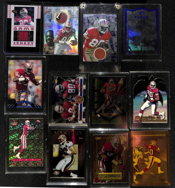 Lot of (20+) Jerry Rice Inserts w. Rare 1996 Upper Deck Game Worn Jersey Relic