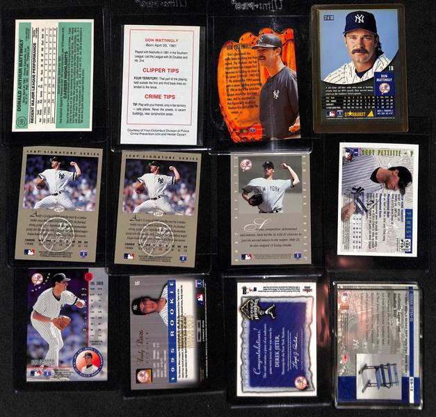 Lot of (40+) 1980s & 1990s Yankees Baseball Cards and Inserts w. Mattingly, Pettitte, Jeter and Others