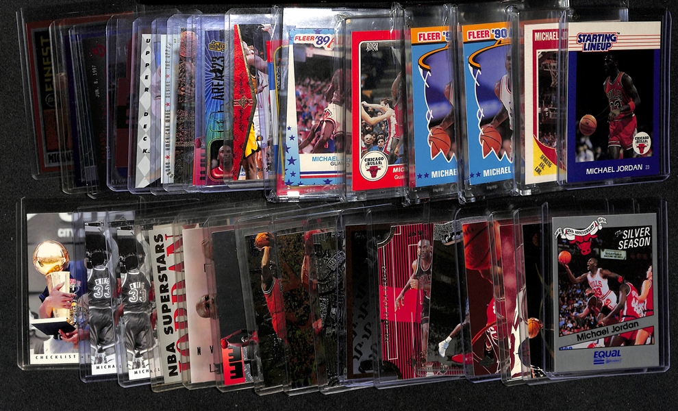 Lot of (30+) Michael Jordan Basketball Cards w. 1988 Starting Lineup Card, 1989 Fleer # 21, and Many More