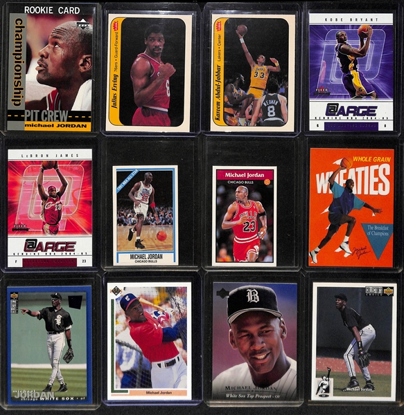 Lot of (25+) Mostly Michael Jordan Cards w. 1986 Fleer Kareem Abdul-Jabbar and Julius Erving Stickers