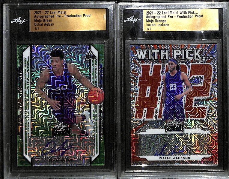 Lot of (4) 2021-22 Leaf Metal Basketball 1/1 Autographs w. Ochai Agbaji, Isaiah Jackson and More