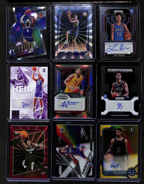 Lot of (21) Modern NBA Insert and Autographs w. 2021-22 Revolution LeBron James Liftoff #d /50, Tre Mann & Chris Duarte Autographs, More