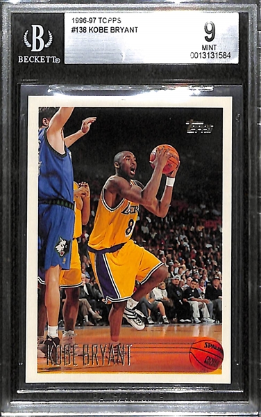 1996-97 Topps Kobe Bryant #138 Rookie Card Graded BGS 9 Mint