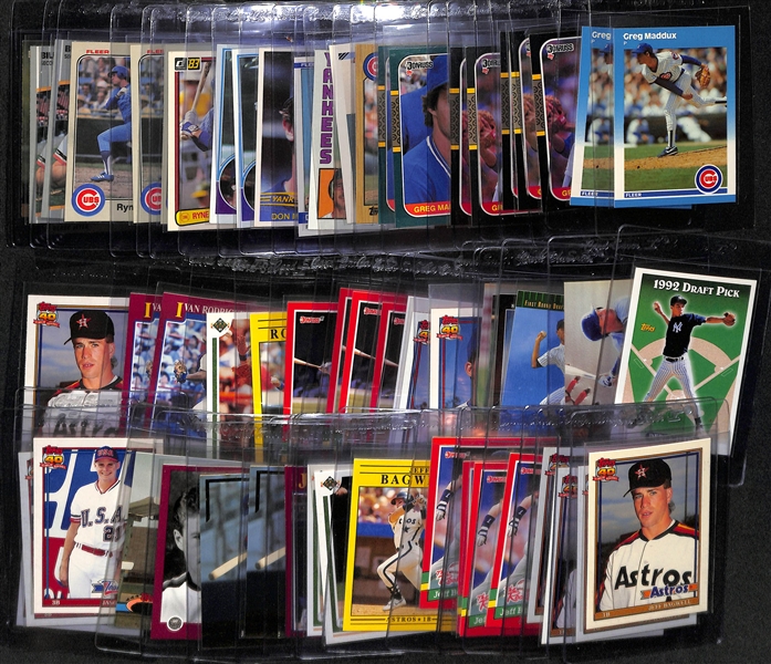 Lot of (60+) 1980s & 90s Baseball Rookie Cards w. Maddux, Rivera, Mattingly, Sandberg, Jeter and More