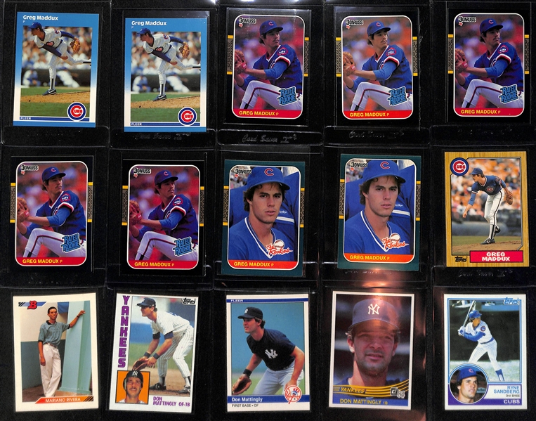 Lot of (60+) 1980s & 90s Baseball Rookie Cards w. Maddux, Rivera, Mattingly, Sandberg, Jeter and More