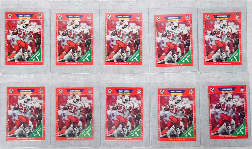 Lot of (12) 1990 Topps Traded and (5) 1989 Topps Traded Football Sets (Emmitt Smith, Barry Sanders RC) w. (10) Barry Sanders Pro Set RCs