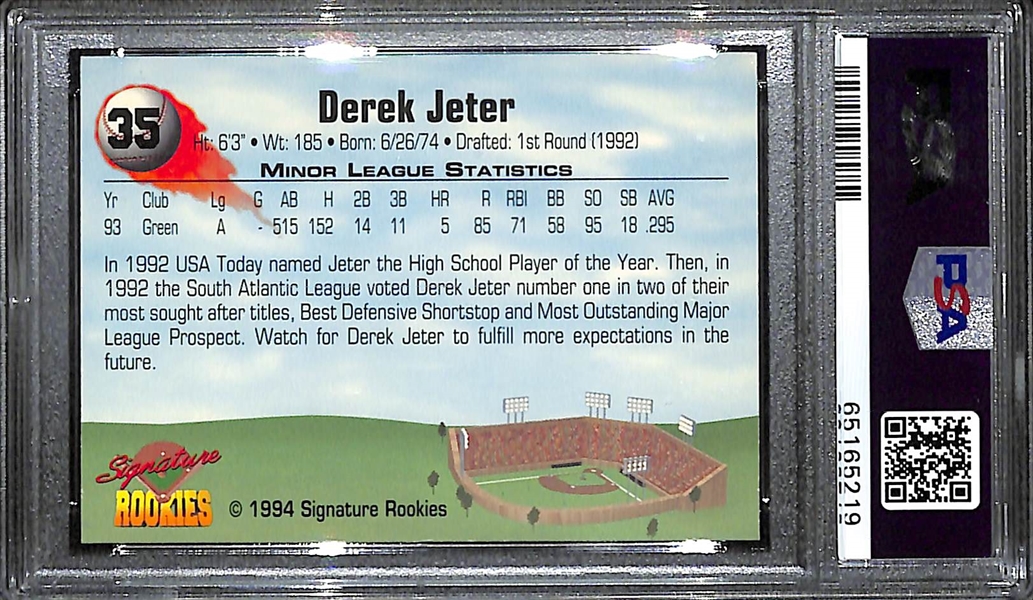 1994 Signature Rookies Derek Jeter Autograph Card #/8650 Graded PSA 6