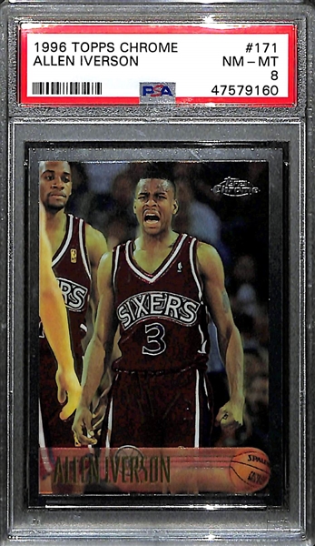 1996-97 Topps Chrome Allen Iverson #171 Rookie Card Graded PSA 8 NM-MT