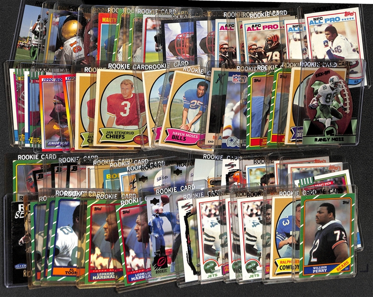 Lot of (57) Football Rookie Cards from 1970-2001 w. (2) 1982 Topps Lawrence Taylor Cards