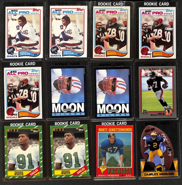 Lot of (57) Football Rookie Cards from 1970-2001 w. (2) 1982 Topps Lawrence Taylor Cards
