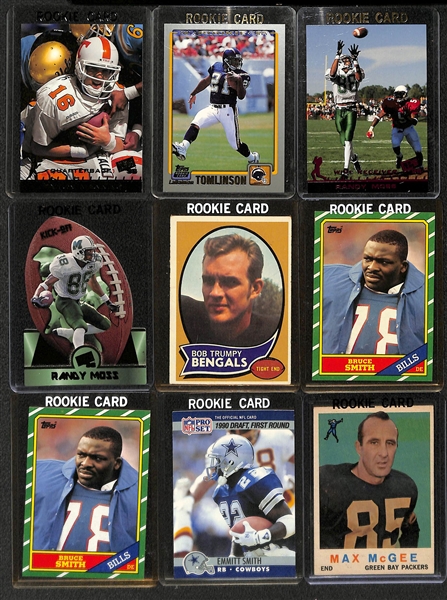 Lot of (57) Football Rookie Cards from 1970-2001 w. (2) 1982 Topps Lawrence Taylor Cards