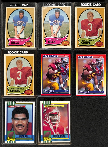 Lot of (57) Football Rookie Cards from 1970-2001 w. (2) 1982 Topps Lawrence Taylor Cards