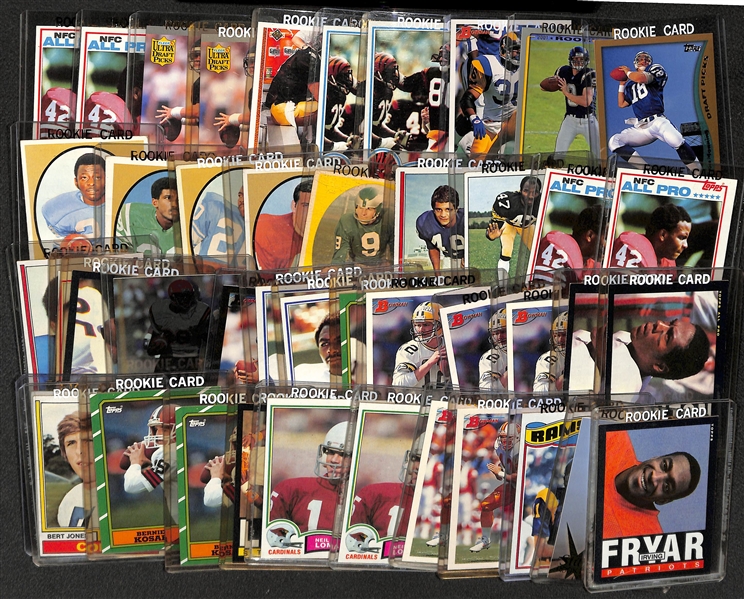 Lot of (44) Football Rookie Cards from 1970-2001 w. 1998 Topps Peyton Manning 