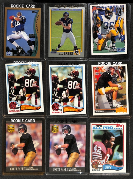 Lot of (44) Football Rookie Cards from 1970-2001 w. 1998 Topps Peyton Manning 