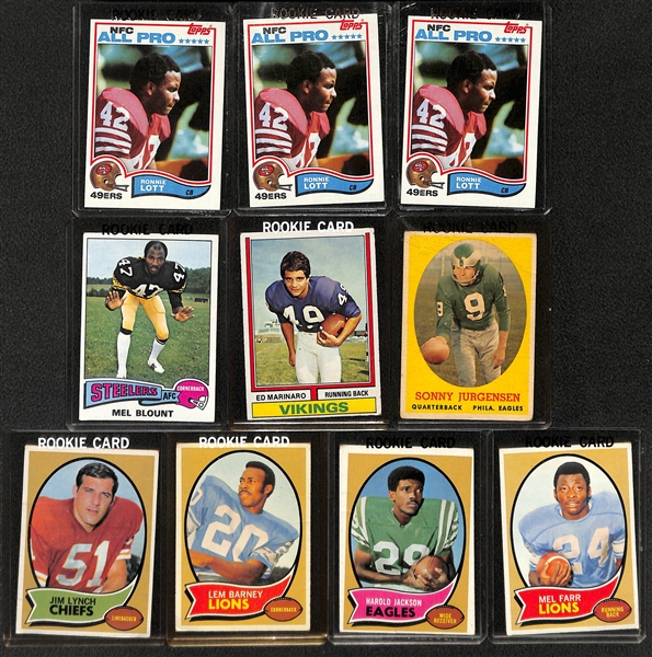 Lot of (44) Football Rookie Cards from 1970-2001 w. 1998 Topps Peyton Manning 