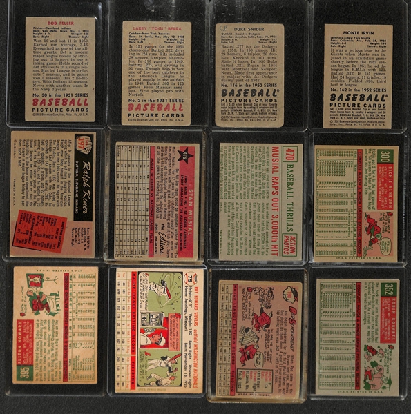  Lot of (32) Baseball Star Cards from 1951-1959 w. 1951 Bowman Bob Feller