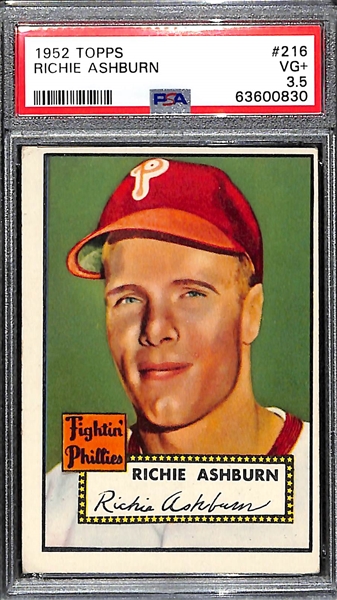 1952 Topps Richie Ashburn #216 Graded PSA 3.5 VG+