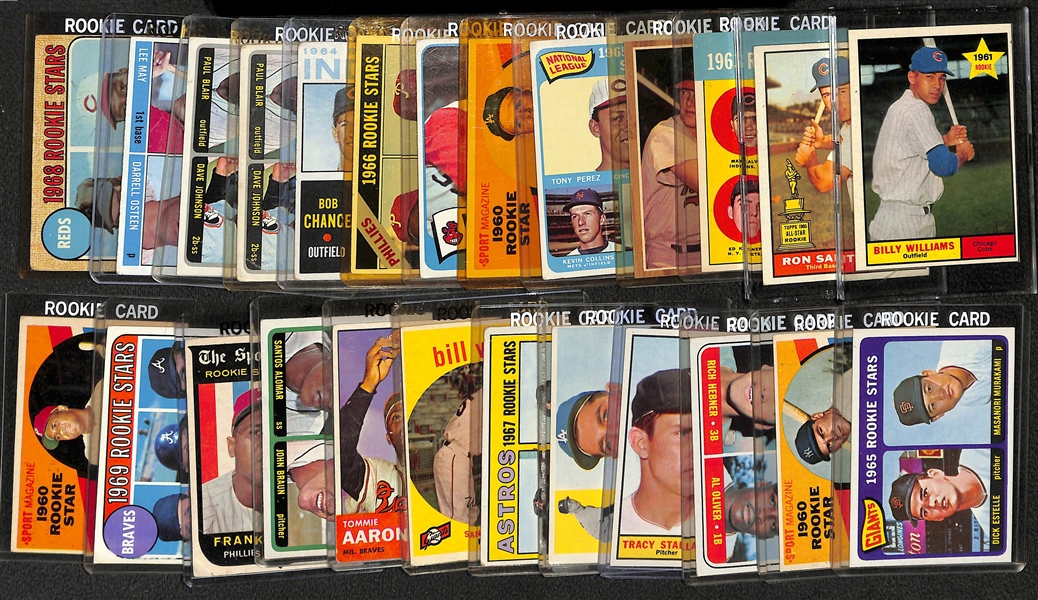  Lot of (25) Topps Baseball Rookie Cards from 1960-1969 w. 1961 Billy Williams & 1961 Ron Santo 