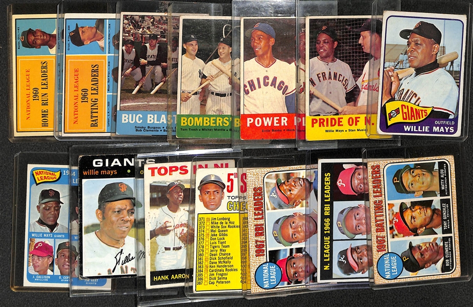 Lot of (14) Topps Baseball Star Cards from 1961-1968 w. 1965 Willie Mays