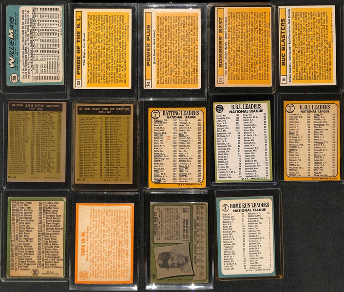 Lot of (14) Topps Baseball Star Cards from 1961-1968 w. 1965 Willie Mays